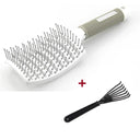 Hair Scalp Massage Comb Bristle Nylon Hairbrush Wet Curly Detangle  Anti-Static Hair Brush Professional Salon Hairdressing Style  ourlum.com B White and Brush  