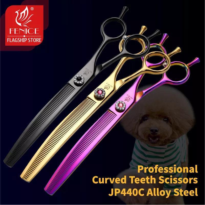 Professional High-Quality Curved Dog Grooming Scissors - Versatile Stainless Steel Shears for Cats - Stylish Colors Available  ourlum.com   