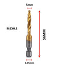 Hex Shank Titanium Plated HSS Tap Drill Bit Set for Metalworking