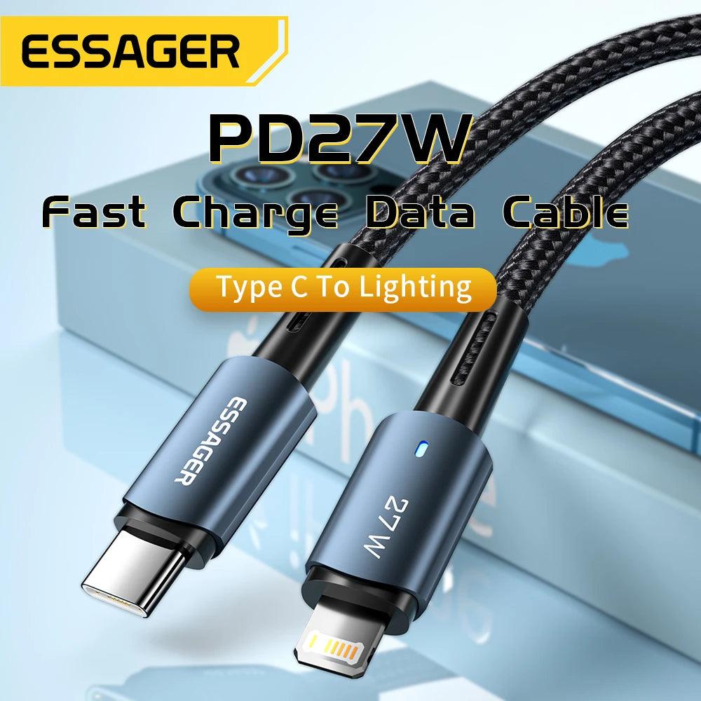 Essager Lightning Fast USB C Charging Cable for iPhone 14 13 12 11 Pro Max XS - 20W Speed Charger for iPad MacBook  ourlum.com   