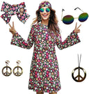 Hippie Disco Dress Set: Vintage Costume Accessories for Women