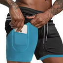 Men's 2 in 1 Running Shorts Gym Workout Quick Dry Sportswear