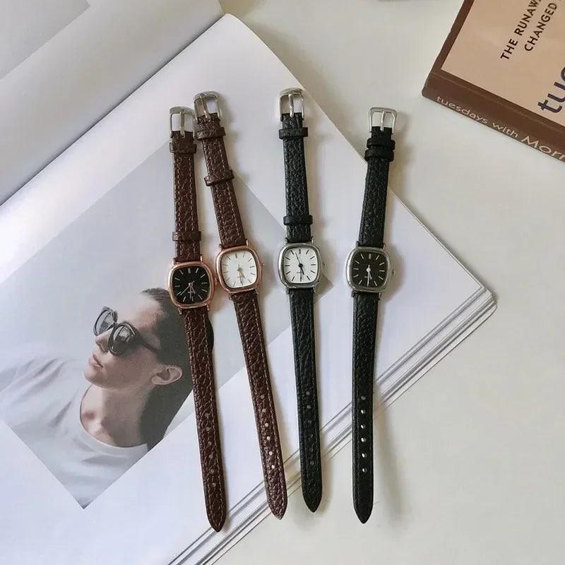 Elegant Women's Vintage Leather Strap Wristwatch with Chic Dial  ourlum.com   