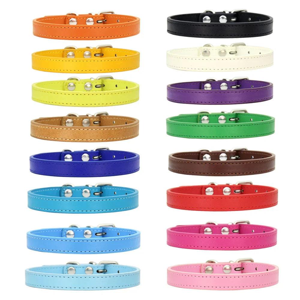 Colorful Leather Pet Collar: Personalized, Padded, Quick Release.  ourlum.com   