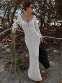 Tossy White Knit Maxi Dress Beachwear for Women Elegant Versatile