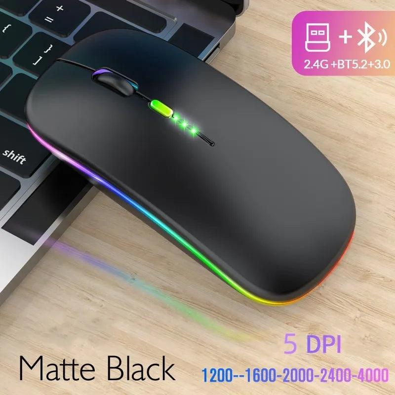 Bluetooth RGB Rechargeable Wireless Mouse for Computer Laptop Gaming  ourlum.com   