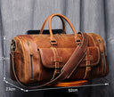 MUNUKI Vintage Crazy Horse Leather Travel Bag Large Tote