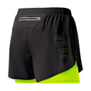 Men's Quick-Dry Double Layer Running Shorts Black Fitness