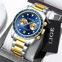 LIGE Stainless Steel Men's Quartz Watch Sleek Functional Timepiece