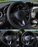 Black Automobile Steering Wheel Cover Dynamic Fiber Leather