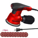 300W Electric Eccentric Sander 6 Gears Speed Adjustment 5 Inch 125mm Wood Sanding Processing Car Polishing Machine With Dust Box  ourlum.com Red US Plug  