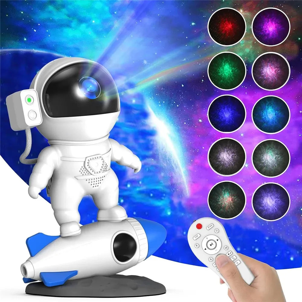 Astronaut Galaxy Projector Night Light - Kids' Room Decor with Remote & Soothing Sounds