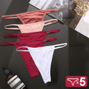 Seductive 5-Piece Cotton Blend G-String Panties Set for Women  ourlum Set17 M Set