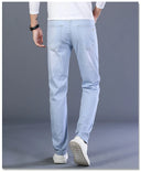 Brand Top Classic Style Men Light Blue Denim Trousers