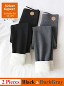 Cozy Chic Winter Leggings for Women - Stylish Thermal Velvet Cotton Slimming Tights with Fleece Lining  ourlum.com Velvet BlackGray S 