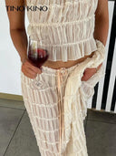 Bold Lace Up Maxi Skirt Suit with Backless Sling Top - Women's Fashion 2 Piece Set  ourlum.com   