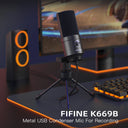 FIFINE USB Condenser Microphone with Gain Knob K669