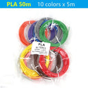 3D Pen Filament Kit: Colorful 1.75mm PLA ABS PCL Plastic Set  ourlum.com PLA10Colors50M  