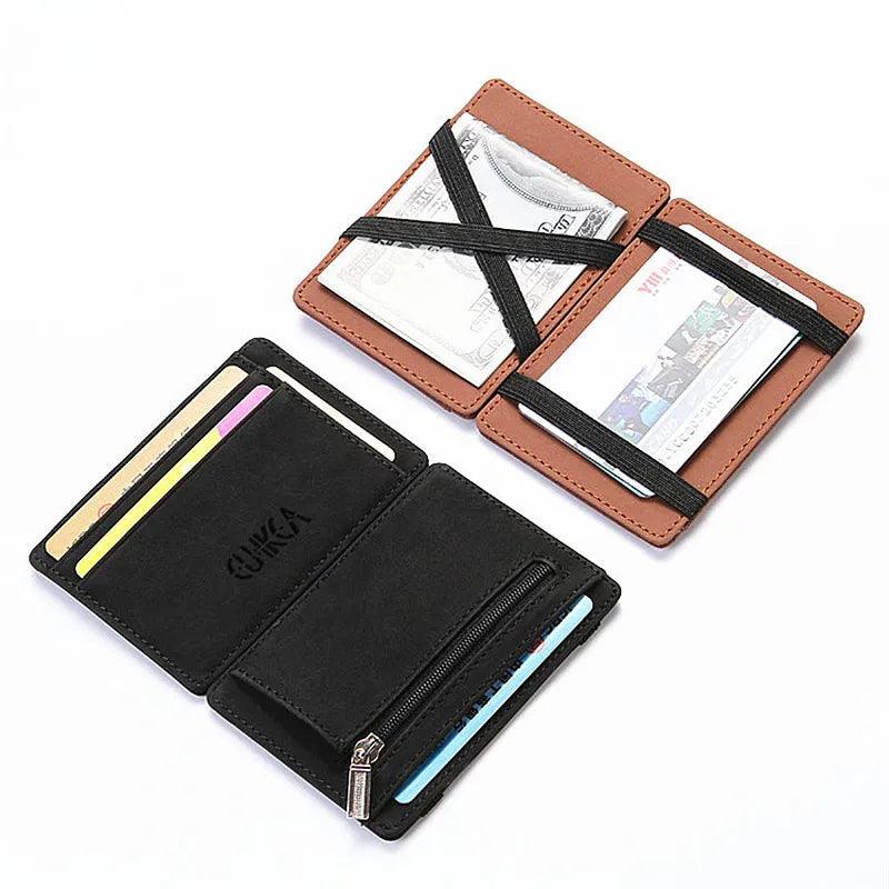 Slim Zipper Wallet: Stylish PU Leather Card Holder - Coin Pocket & More  ourlum.com   