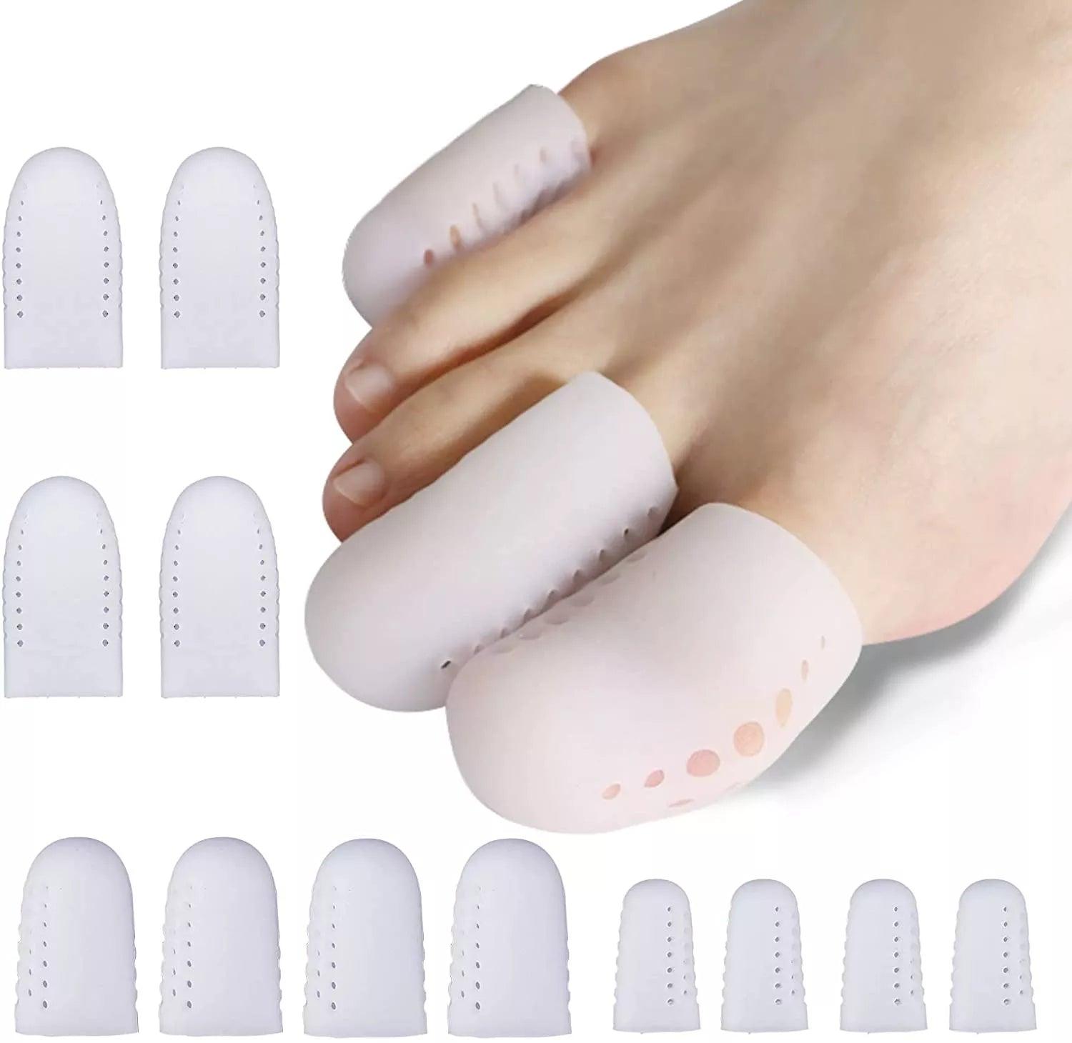 2PCS Breathable Toe Protectors Sleeve Bunion Pads Cushion Big Toe Guards Silicone Toe Covers For Protection Of Ingrown Toenails  ourlum.com White-L  