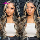 Blonde Highlight Body Wave Lace Front Wig 100% Remy Hair