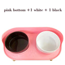 Adjustable Cat Double Bowls Feeder for Healthy Pet Eating  ourlum.com Pink-1w-1b  