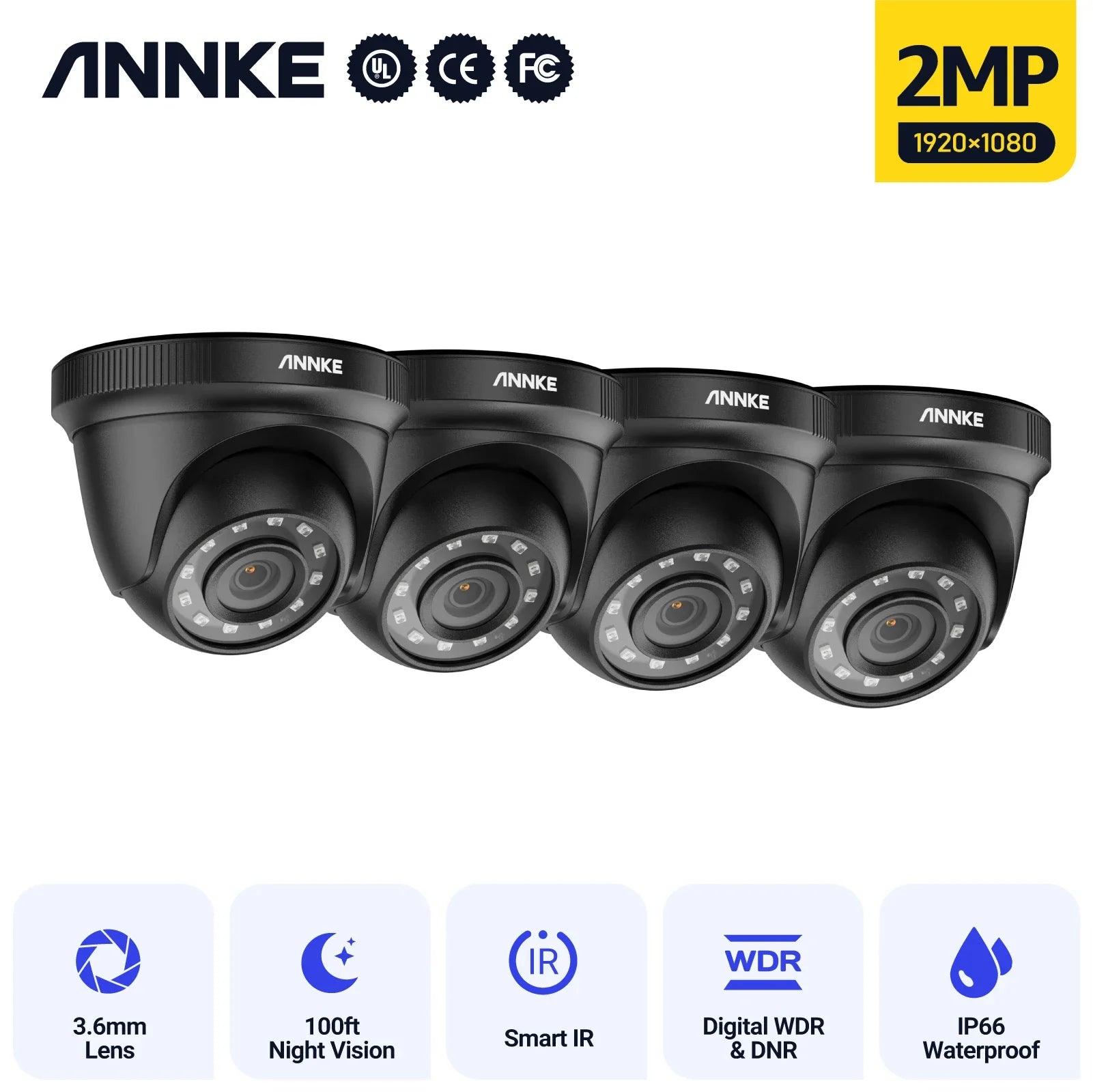 ANNKE 1080P HD TVI Surveillance Camera 2X 4X 2MP Dome Outdoor Weatherproof Housing 100ft Super Night Vision Smart IR CCTV Camera