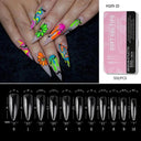 Almond French Coffin Acrylic False Nails Set Enhance Aesthetics