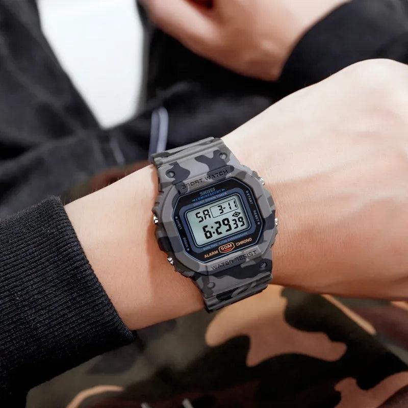 Retro Style SKMEI Multifunction Digital Sport Watch for Men with Dual Time Zones - Stylish Mens Wristwatch with Countdown Timer and Water Resistance  ourlum.com   