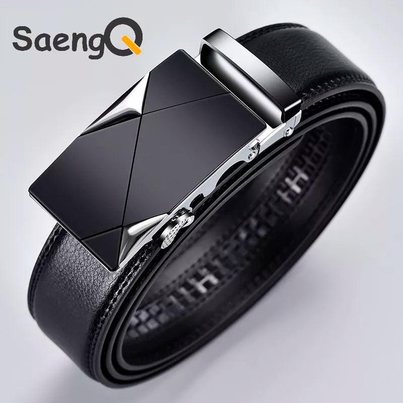 Luxury Leather Belt with Metal Automatic Buckle for Men - Premium Quality Men's Belt Strap  ourlum.com   