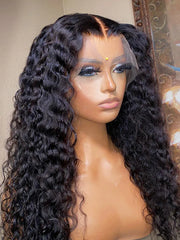 40 Inch Brazilian Curly Lace Front Wig - Deep Wave 13x4 Human Hair, Pre-Plucked, HD Lace