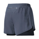 Men's Quick-Dry Double Layer Running Shorts Black Fitness