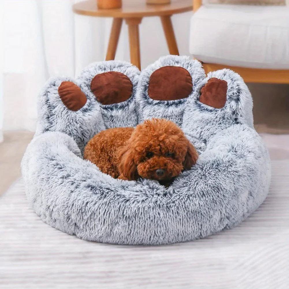 Bear Paw Shape Pet Sofa Bed Soft Fluffy Cushion - Cozy Comfort for Dogs  ourlum.com Grey 50cm 