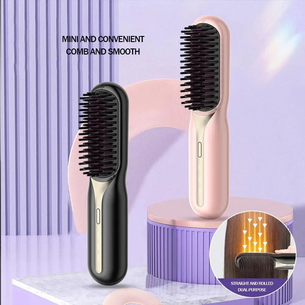 Cordless Electric Hair Brushes Straightener Brush Ionic Heat Comb For Women Travel Portable Dryer And Straightening Brush Styler