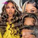 Blonde Highlight Body Wave Lace Front Wig 100% Remy Hair