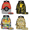 2PC Pikachu Cartoon Backpack Two-piece Pokemon Student School Bag Pencil Bag Elf Pokémon Lunch Bag Cartoon School Bag Mochila  ourlum.com   