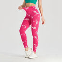 Seamless Tie Dye Bleach Yoga Leggings with Tummy Control & Butt Lift  ourlum.com ck-Rose Red S 