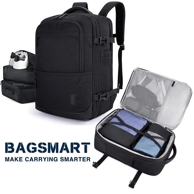 4Pcs 40L Travel Cabin Backpack BAGSMART 17.3'' Laptop Backpack Airline Carry On Luggage Backpack Suitcase with Packing cubes  ourlum.com   