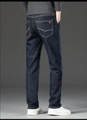 HIQOR Winter Fleece Thick Jeans Men Business Casual Pants