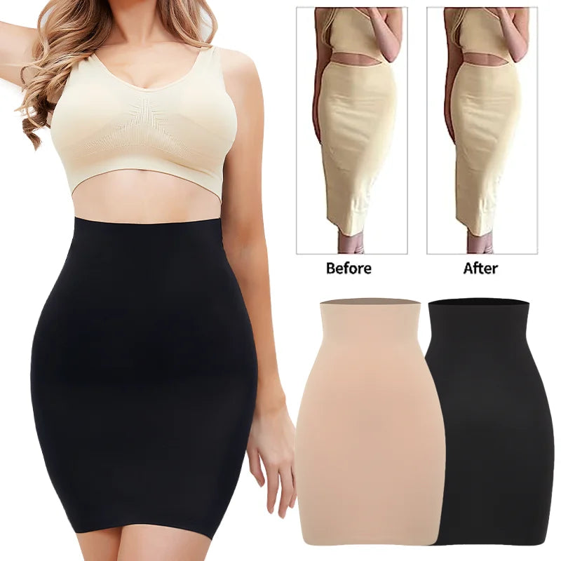 High Waist Seamless Half Slip for Women - Tummy Control & Butt Lifter Underwear