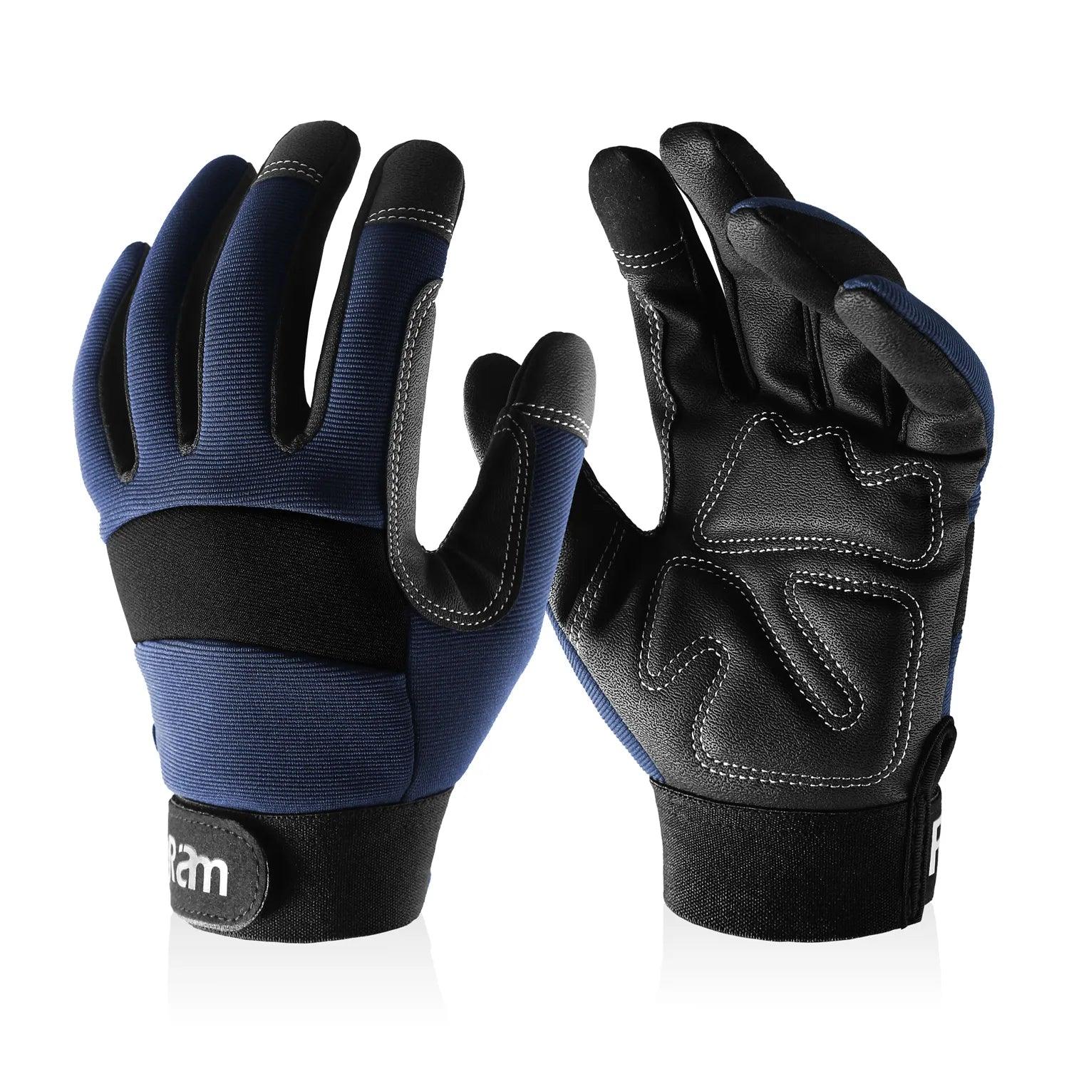 Superior Grip Mechanic Work Gloves for Men & Women: High Dexterity Touch Compatibility  ourlum.com Blue S 