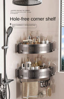 Vacuum Suction Cup Bathroom Shelf Wall Mounted Aluminum Organizer