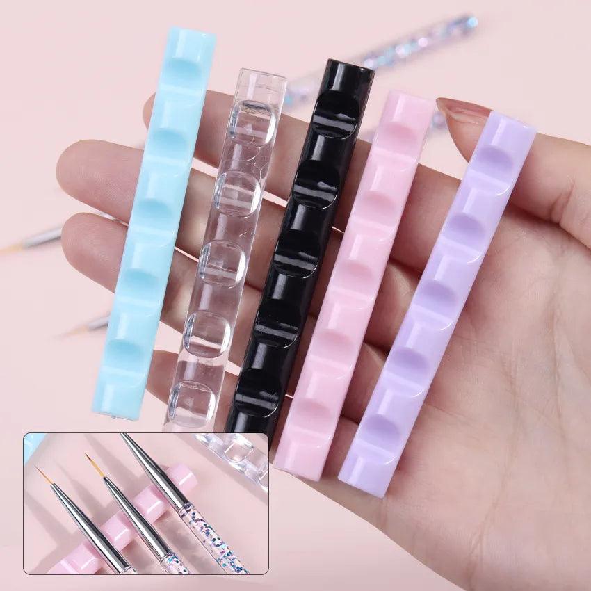 1PC 5 Grids Acrylic Nail Brush Rack Shelf Painting Pen Rest Holder Stand Colorful UV Gel Brush Display Holder  ourlum.com   