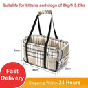 Portable Pet Car Seat Protector & Bed for Small Dogs & Cats  ourlum.com khaki plaid 42x20x22cm United State