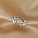 Silver Leaf Ear Cuff Clip Earrings Stylish Unisex Jewelry