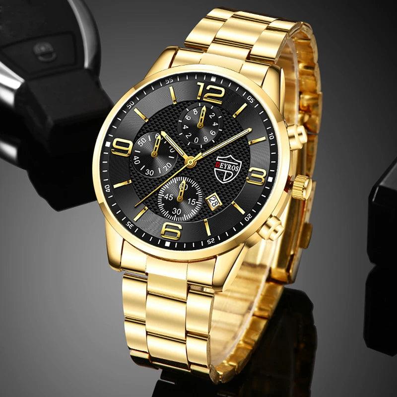 Luxury Stainless Steel Men's Business Watch with Luminous Hands - Elegant Timepiece for Men  OurLum.com   