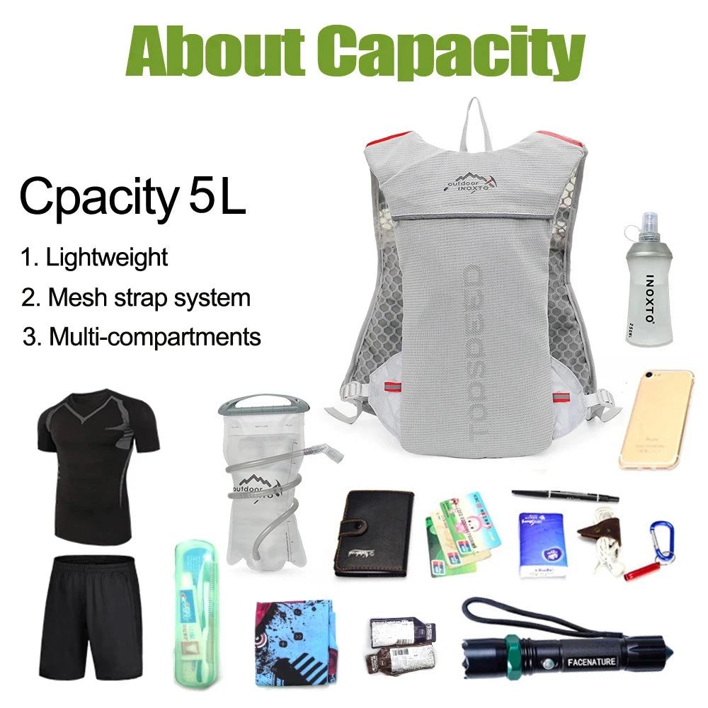 Ultralight 5L Hydration Running Backpack for Men and Women – Breathable Jogging Vest with 500ML Water Bottle for Outdoor Trails and Biking