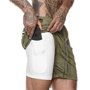 Men's Double-Decker Camo Running Shorts - 19 Color Options for Gym, Fitness, and Outdoor Training