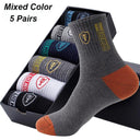 Breathable Cotton Blend Men's Sports Socks - Pack of 5, Size EU 38-43  Our Lum B EUR 38-43 