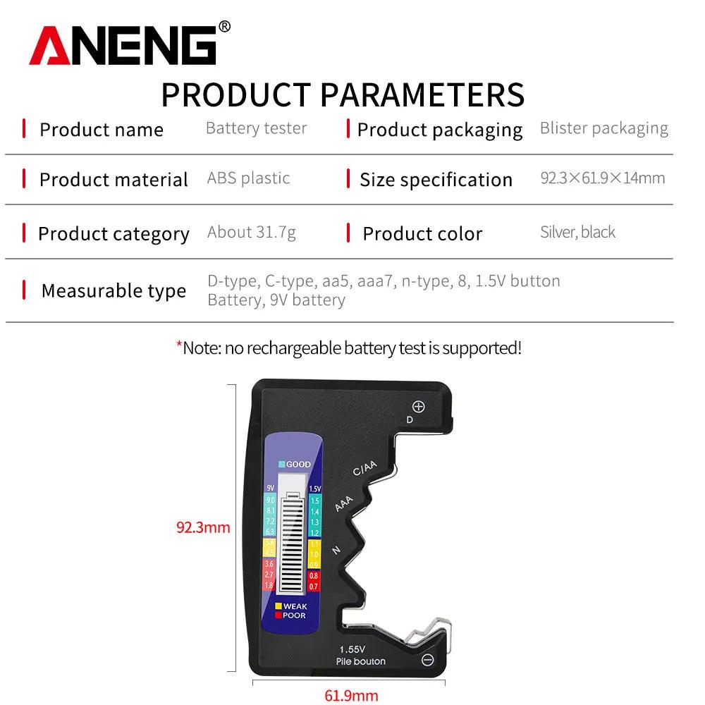 ANENG Universal Battery Tester - LCD Display Volt Capacity Check Tool  ourlum.com   